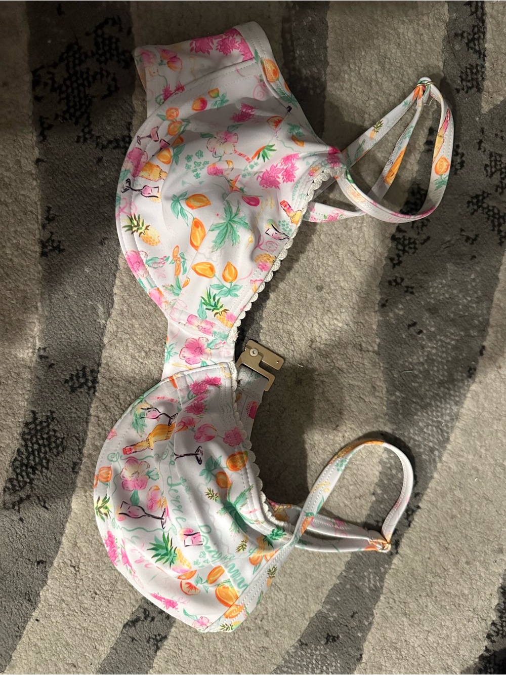 Altar'd State White Floral & Tropical Print Bikini Top fits A or B cup